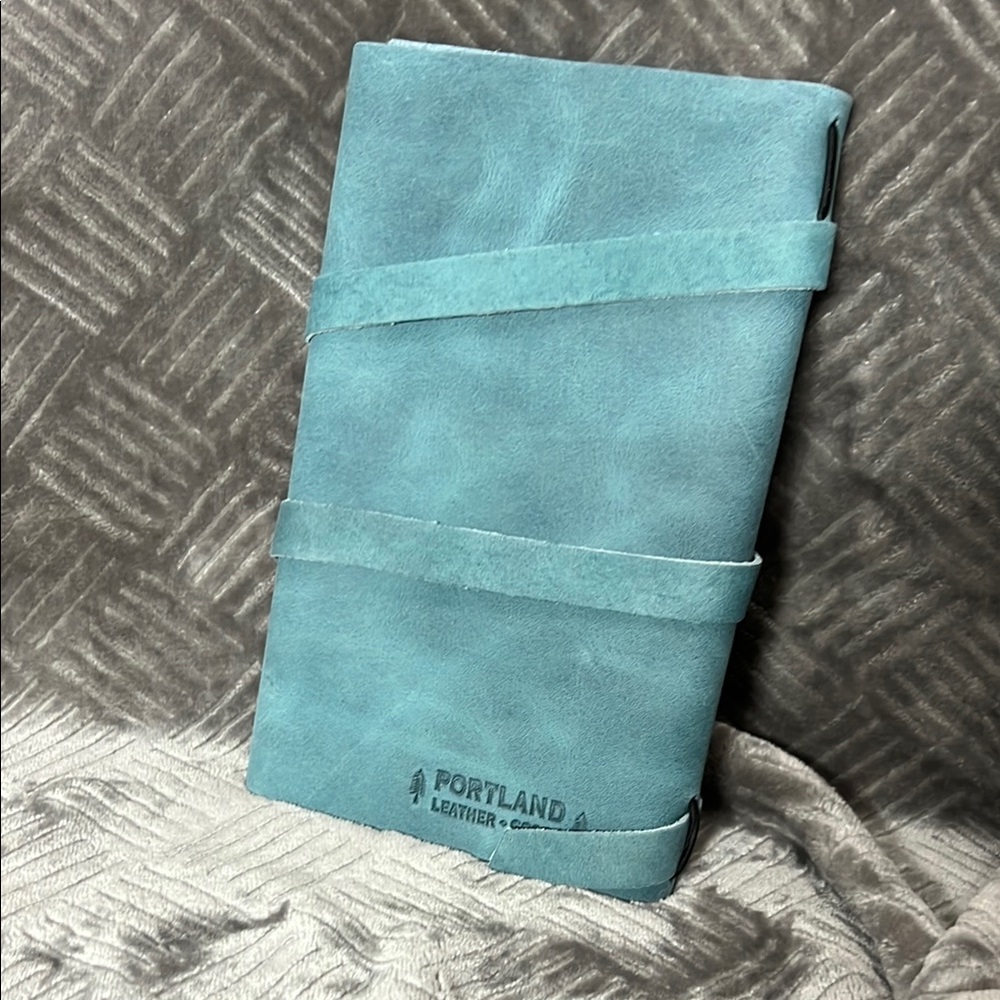 Portland Leather Large Aqua Wrap Journal